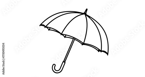Illustration of a classic umbrella in line art protection from rain and sun
