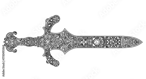 Ornate sword with intricate details, a vintage weapon of art and history