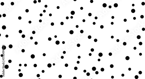 Seamless random polka dot pattern, casual size circles, template scattered points. Vector background with irregular disposed spots.