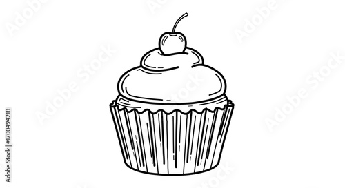Delicious cupcake with cherry on top, a sweet treat for any occasion