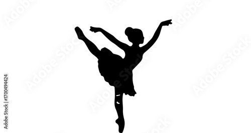 Silhouette of ballerina in dance pose, vector illustration for logo, icon, print, and design