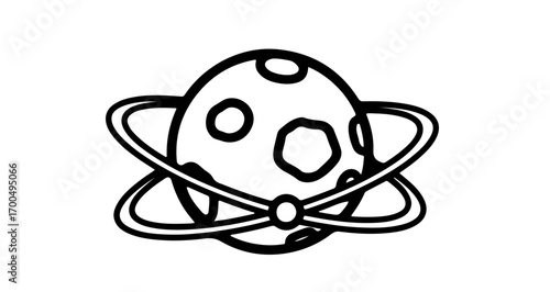 Illustration of a planet with rings, representing space exploration and astronomy