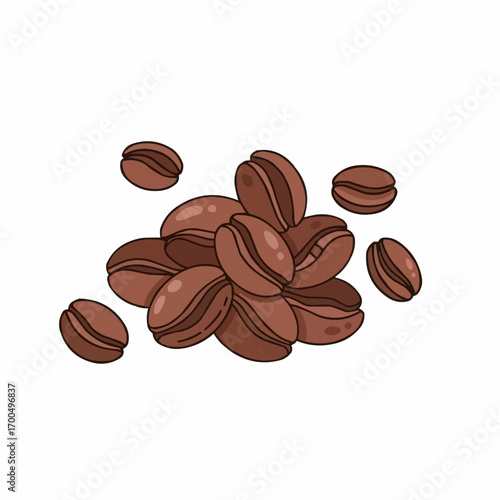 Roasted coffee beans illustration isolated on white background for design concept