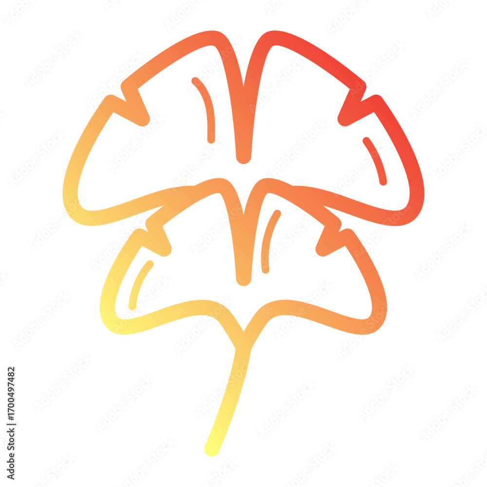 Fototapeta premium Minimalist Line gradient icon of ginkgo leaf