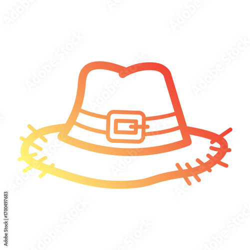 Minimalist Line gradient icon of pilgrim hat