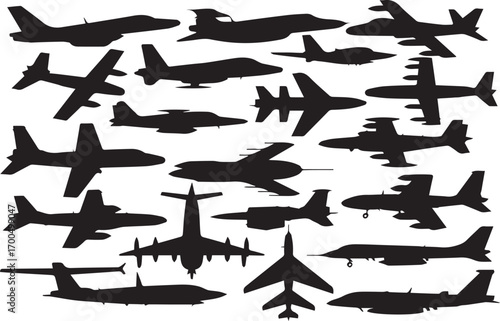 high quality vector collection of aircraft silhouettes for aviation and air transportation design ai eps jpeg png