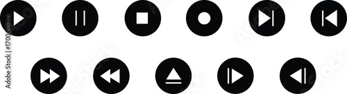 Media control icons play pause stop play icon pause icon Control buttons for watching a movie or video: play, pause, skip, stop.
Multimedia Buttons