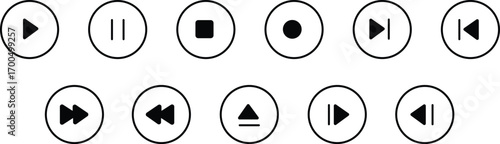 Media control icons play pause stop play icon pause icon Control buttons for watching a movie or video: play, pause, skip, stop.
Multimedia Buttons