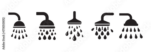 Black shower vector. Bathroom icon symbol eps 10