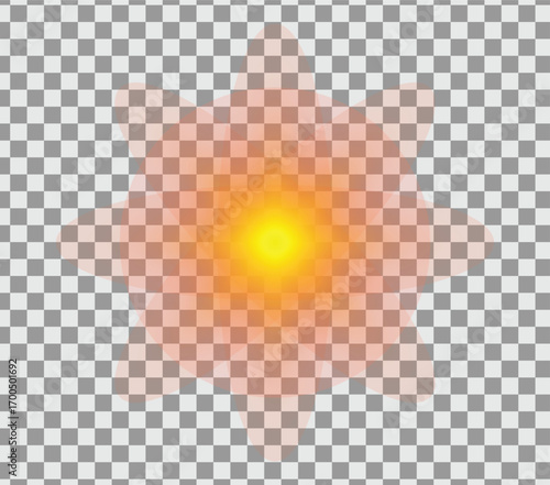 Glowing bright golden light flare radiating outwards creating a magical luminous effect