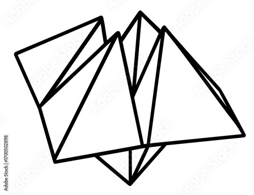 Origami paper fortune teller childhood folding game made of square sheet with creases, folds, and craft design