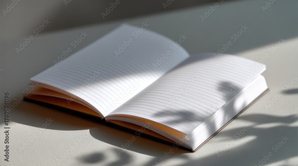 Naklejka premium blank minimalistic notebook with soft shadows and subtle textures