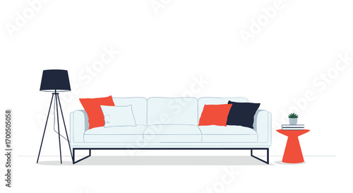 Modern living room furniture setup with sofa and stylish accents