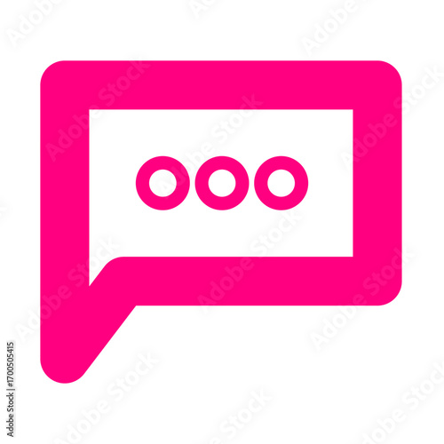 Modern pink chat bubble with ellipsis icon. This minimalist vector graphic symbolizes a typing message, online conversation, or social media communication in progress