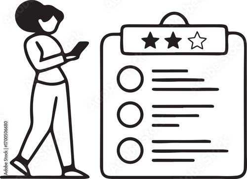 Customer review flat vector line art icon