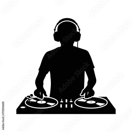 DJ at Turntables Silhouette