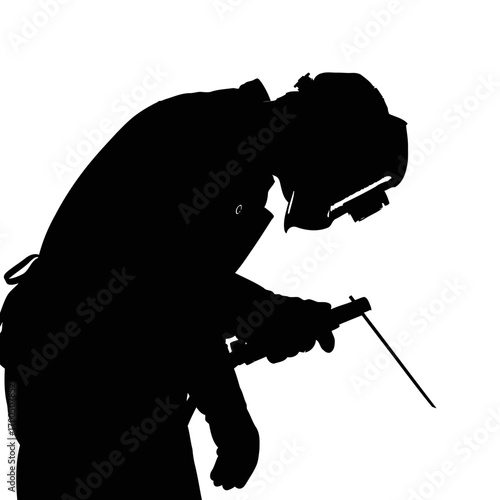 Welder Silhouette with Protective Gear