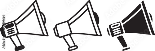 viral content mike speak vector illustration icons set. slogan icon in flat outline and editable stroke line art
