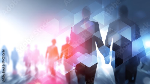 Business success and teamwork concept, futuristic digital design, abstract geometric background