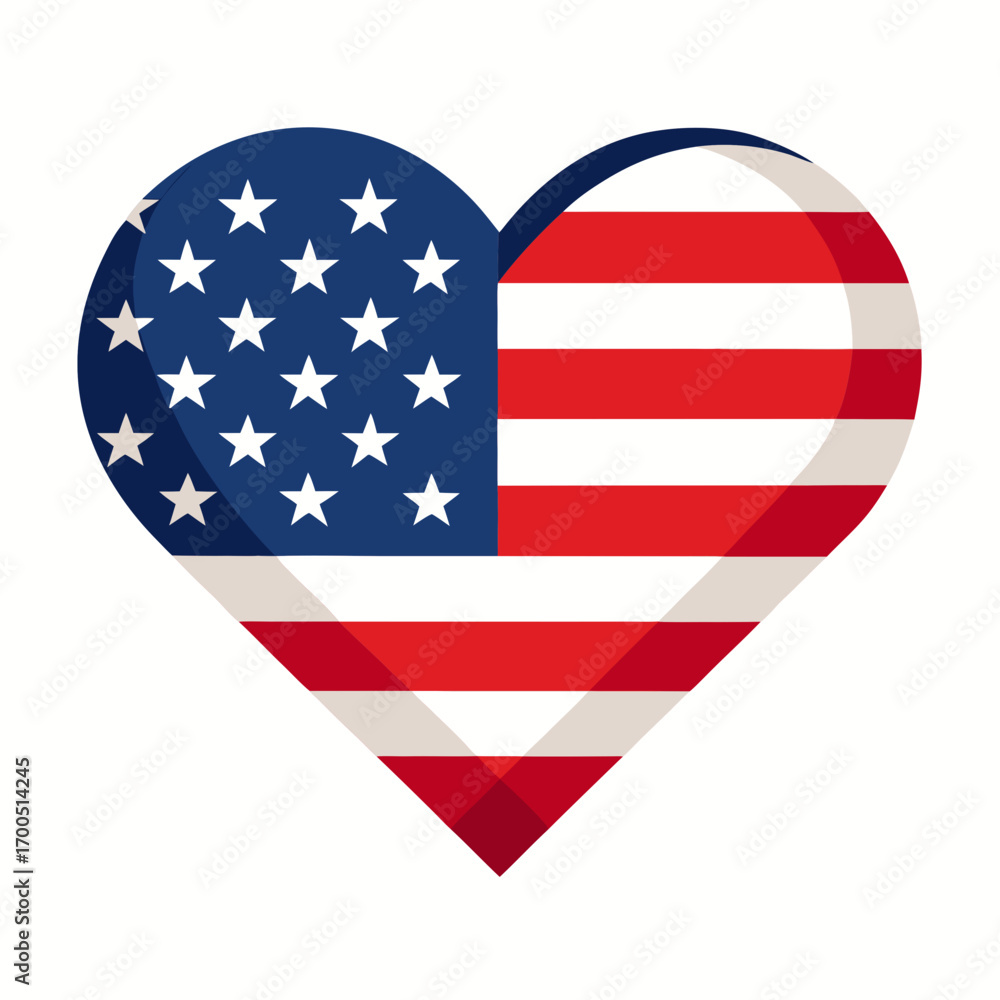 Fototapeta premium heart with american flag