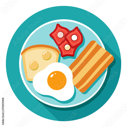 breakfast with fried eggs and bacon