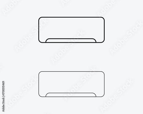 Two identical air conditioner units outlined on a light grey background cooling climate