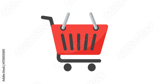 Vibrant red shopping cart icon conveying retail and e-commerce concepts