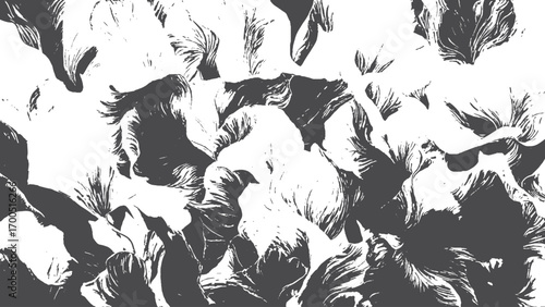 Black and white seamless pattern with feathers.  Abstract vintage grunge texture background distressed noise particles film effect. 