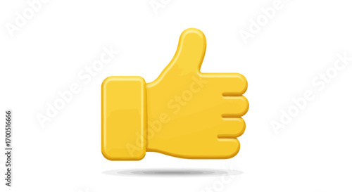 Bright yellow thumbs up illustration on a white background for positive feedback