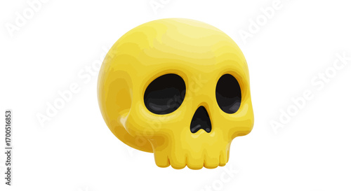 Cartoon style yellow skull illustration on white background, creepy emoji