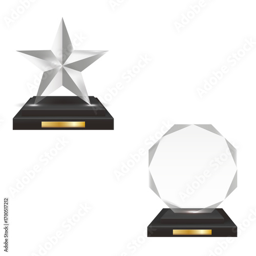 Realistic glass plaque trophy, perfect for professional recognition.