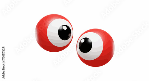 Cartoonish Red Eyes on White Background Evoking Playfulness and Whimsy