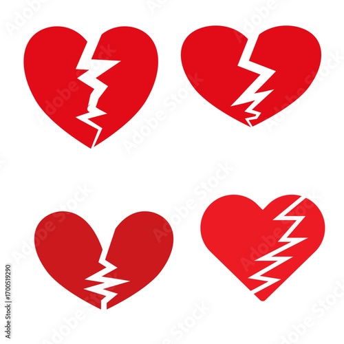 Simple broken heart vector, isolated symbol of breakup.
