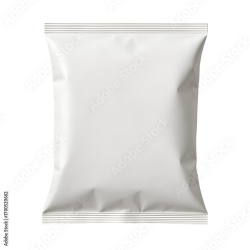 Blank white foil snack bag isolated on transparent background