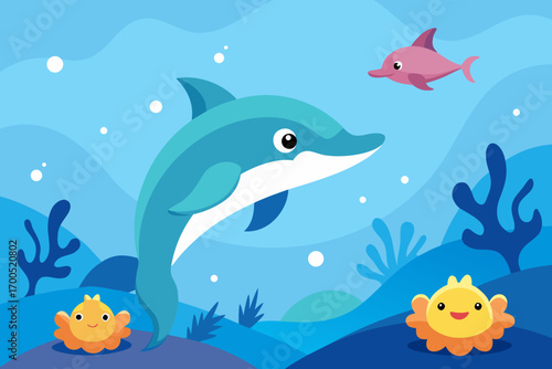 seamless pattern with dolphins