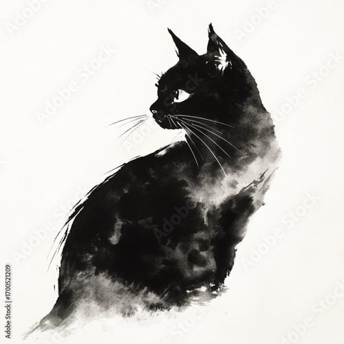 black and white cat portrait