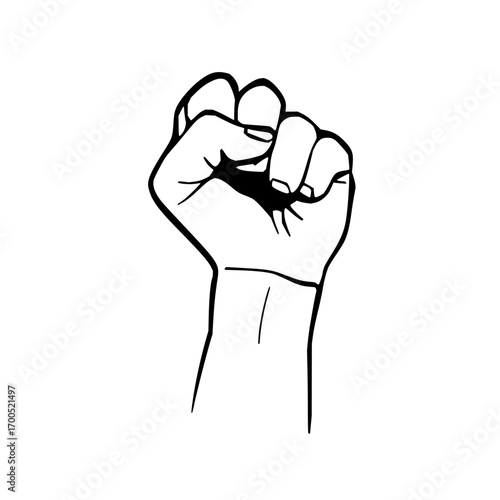 A black and white drawing of a hand clenched into a fist with a visible wrist and forearm area shown