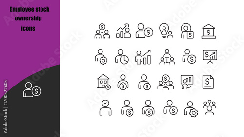 Employee stock ownership plan icons