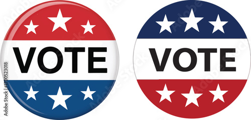 Vote on Election Day Patriotic Red White and Blue Stars Circular Poster or Pin-Back Button