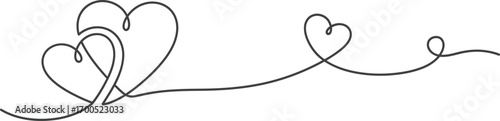 Continuous Line Heart Drawing Design with Swirls on Transparent Background