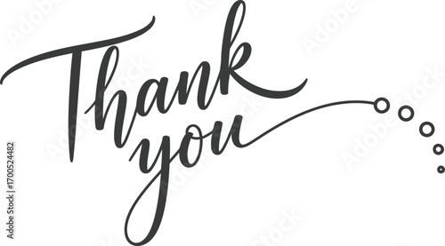 Elegant Thank You Script with Dots, Isolated Text on Transparent Background