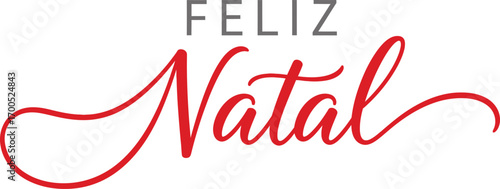 Feliz Natal Calligraphic Red Text Design with White Background Festive Celebration