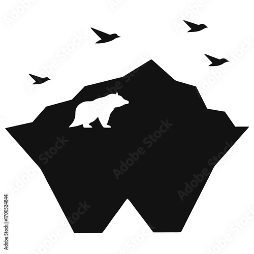 Vector silhouette wild life  on Iceberg Silhouette – Arctic Wildlife Scene