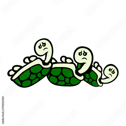 3 Turtle lying on its back shell sad helpless team