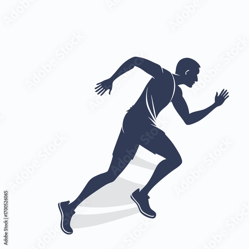Dynamic vector silhouette of a determined athlete in full stride conveying speed and athletic achievement