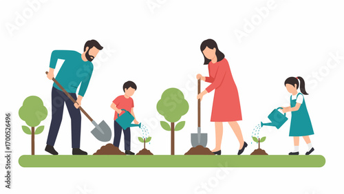 Family Planting Trees Together A Symbol of Growth and Environmental Stewardship