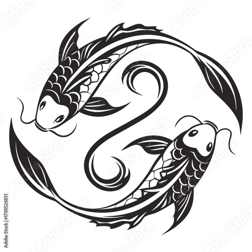 Yin yang symbol with two stylized koi fish swimming in opposite directions