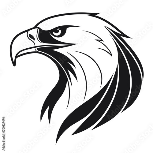 Stylized black and white eagle head emblem