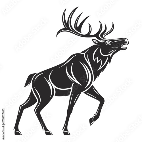 Majestic stag silhouette roaring with antlers