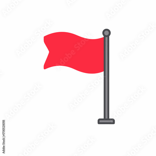 Simple graphic of a red flag waving on a gray pole.
